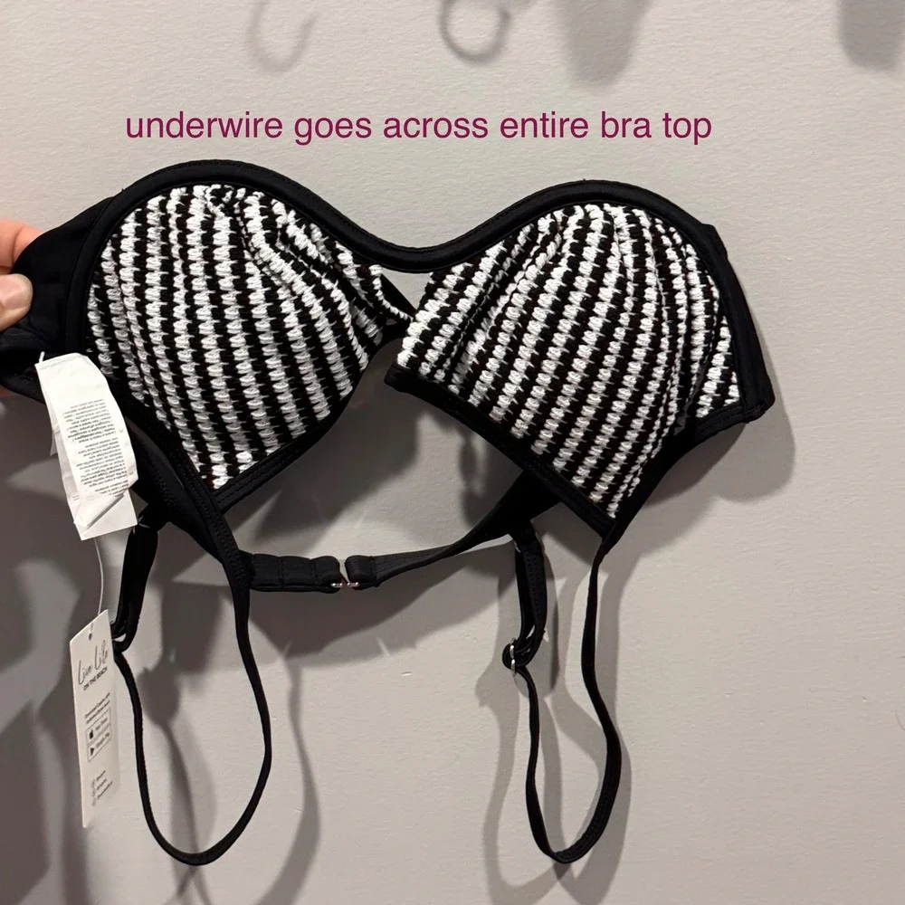 Cupshe Bikini Set Women Medium Black White New Striped High Waisted Underwire